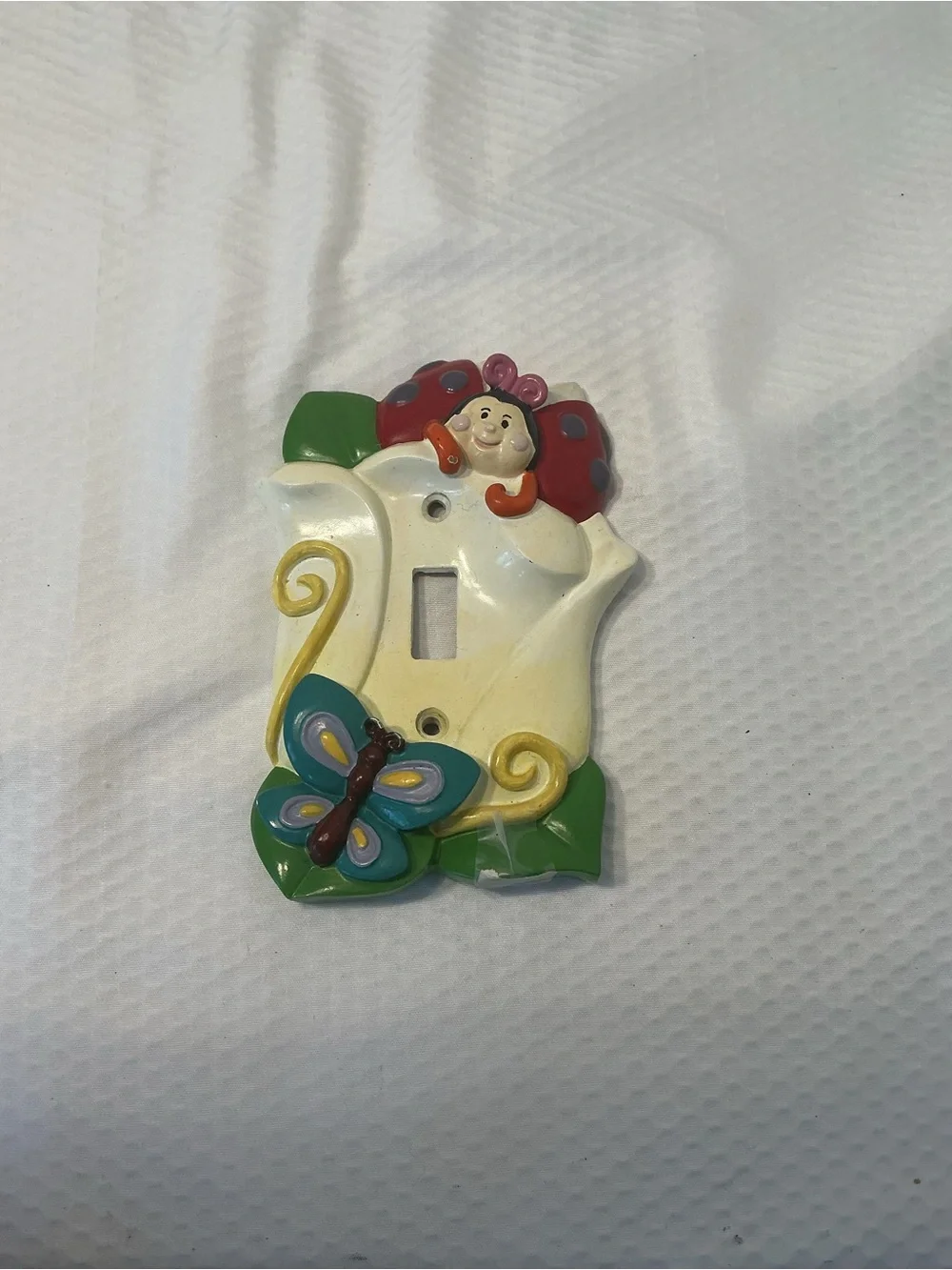 Cute Yellow Ladybug & Butterfly Decorative Wall Hook Switch Plate